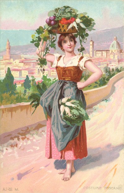 Toskansk dräkt (chromolitho) av Italian School