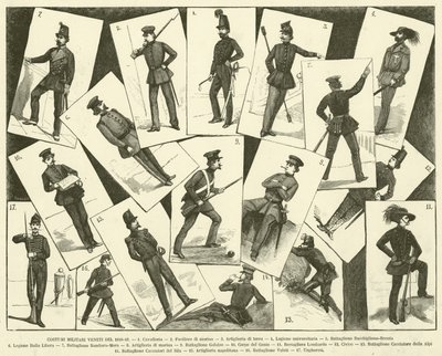 Venetianska militärdräkter från 1848-49 (gravyr) av Italian School