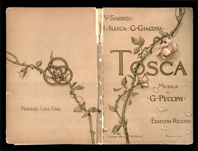 Omslag, Libretto della Tosca av Giacomo Puccini, Ricordi Edition, Italien av Italian School
