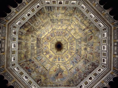 Kupolen i San Giovannis dopkapell (mosaik) av Italian School