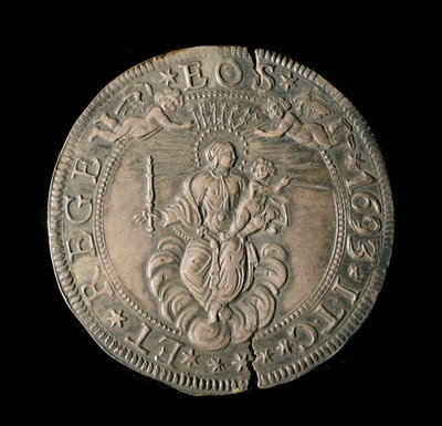Republiken Genes valuta: ECU bred i silver. Diam. 61 mm. 1693. tillbaka. Genes Musei di Strada Nuova (inv, M7097) av Italian School