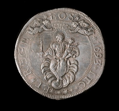 Republiken Genes valuta: fem ecu silvermynt. Diam. 61 mm. 1693. Tillbaka. Genes Musei di Strada Nuova av Italian School
