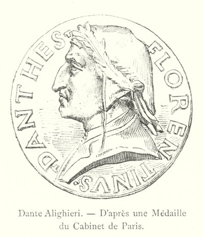 Dante Alighieri, efter en medalj av Paris kabinett (gravyr) av Italian School