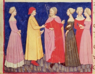 Dante och Beatrice i paradiset, från Den gudomliga komedin av Dante Alighieri (1265-1321) av Italian School