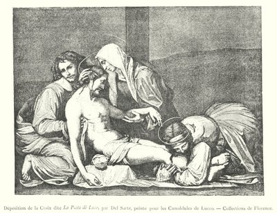Avsättning av korset känd som La Pieta di Luco, av Del Sarte, målad för Camaldolese av Lucco, Florens samlingar (gravyr) av Italian School