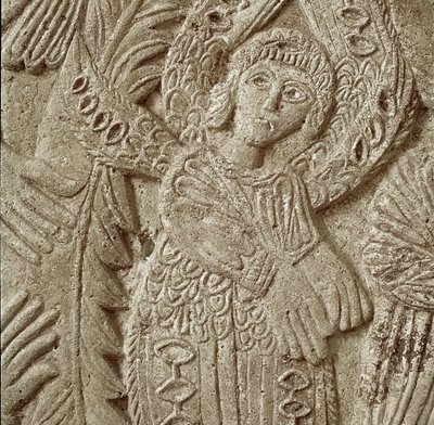 Detalj från "Kristus i Majestät" (sten) av Italian School