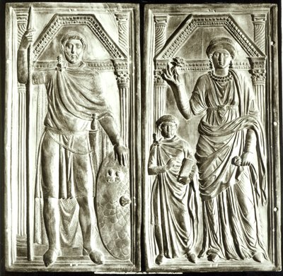 Diptyk föreställande Stilicho (ca 365-408), Serena och Eucharius av Italian School