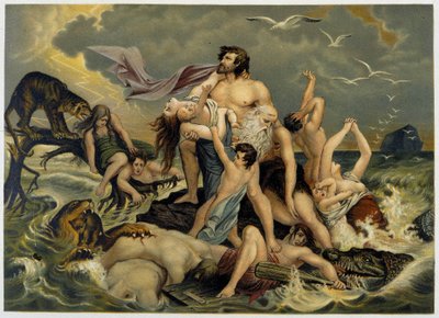 Déluge - i "Gyllene klassiska Bibeln: historia om gudomlig uppenbarelse i det gamla och i det nya strävan" "av Giovanni Ladislao Sykora (vol. 1), översatt av Don Clemente Benetti. (Italiensk bibel) av Italian School