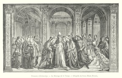 Domenico Ghirlandajo, Jungfruns bröllop, kapellet Santa Maria Novella (gravyr) av Italian School