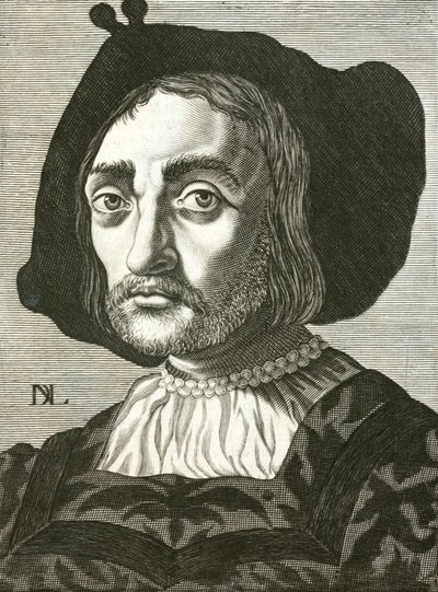 Donato Bramante, italiensk renässansarkitekt (gravyr) av Italian School