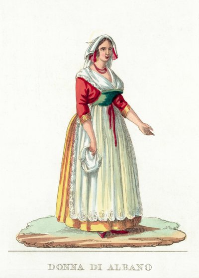Donna Di Albano (färgad gravyr) av Italian School