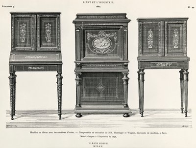 Ebenholtsmöbler av Hunsinger och Wagner, Paris, illustration från L