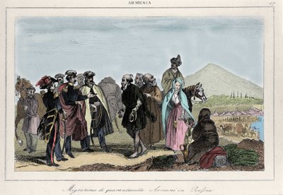 Emigration av armenier till Ryssland. 1800-talsgravyr av Italian School