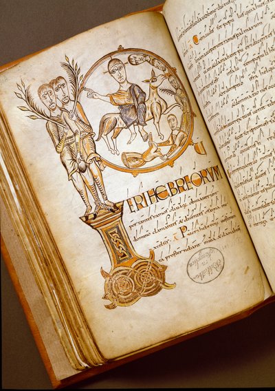 Ingång i Jerusalem Manuskript från Bolognaskolan. (MS.123-Foglio 54 v) 1000-talets Rom, Biblioteca Angelica av Italian School