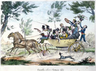 Expedition till Testaccio, nära Rom, i en caratella, ca 1830 av Italian School