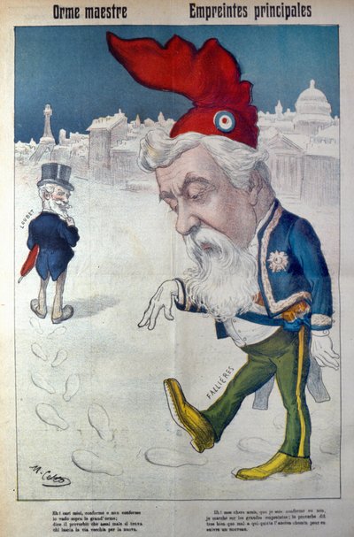 Fallière går i Loubets fotspår ur "La Rana", ca 1910 (tryck) av Italian School