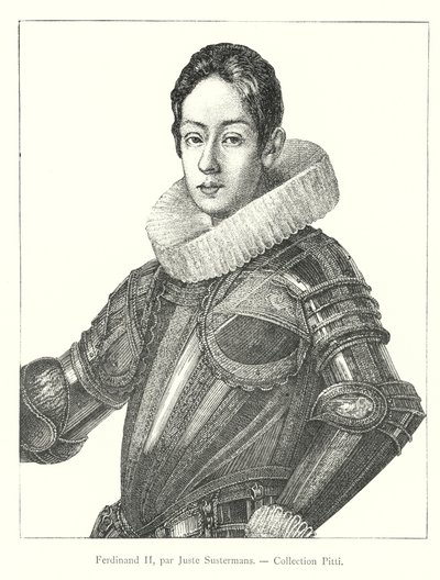 Ferdinand II, av Juste Sustermans, Pitti Collection (gravyr) av Italian School