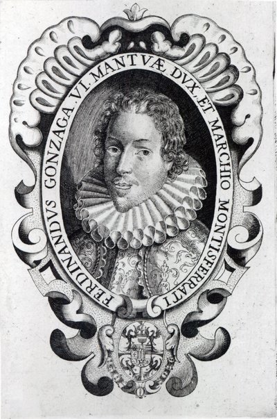 Ferdinando Gonzaga, hertig av Mantua (gravyr) (svart foto) av Italian School