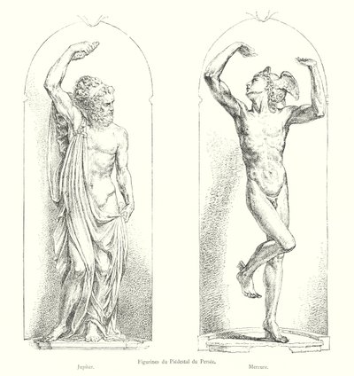 Persiska piedestalfigurer, Jupiter, Mercure (gravyr) av Italian School