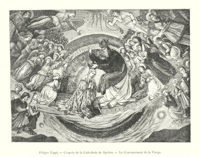 Filippo Lippi, Kupolen i katedralen i Spoleto, Jungfruns kröning (gravyr) av Italian School