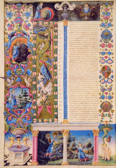 Fol.5v Genesis. Skapandet av universum, från Borso d