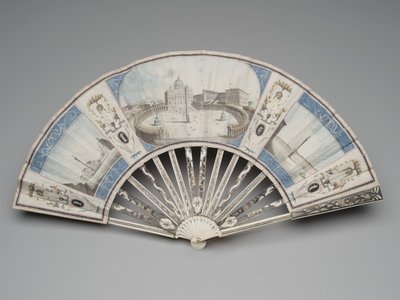 Fällbar fläkt med utsikt över monumenten i Rom, ca 1780-1790-talet av Italian School