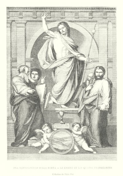 Fra Bartolommeo della Porta, Le Christ et les Quarte Evangelistes, Collection du Palais Pitti (gravyr) av Italian School