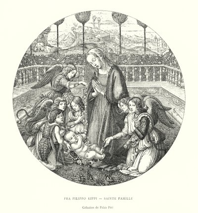 Fra Filippo Lippi, Helig familj, Pitti Palace Collection (gravyr) av Italian School