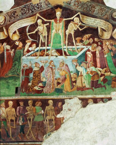 Fresker på utsidan av oratoriet Dei Disciplini i Clusone nära Bergamo (fresker) av Italian School