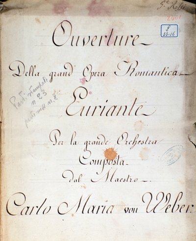 Frontispice från operan "Euryanthe" av Carl von Weber (litho) av Italian School