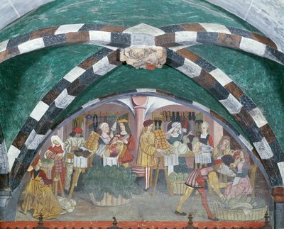 Frukt- och grönsaksmarknad, ca 1500 (fresco) av Italian School