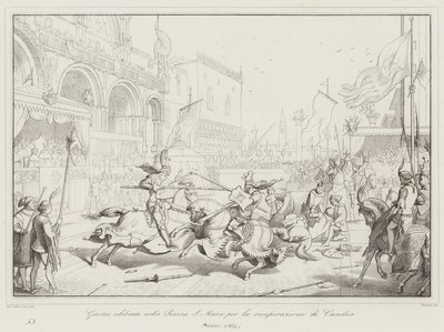 Joust firades på Piazza S Marco för återhämtningen av Candia av Italian School
