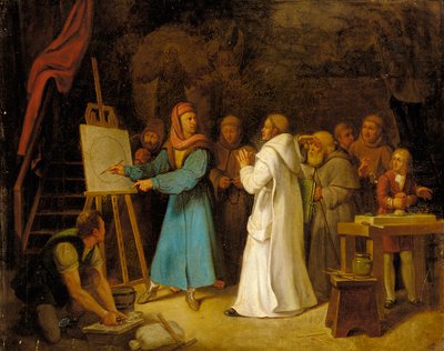 Giotto demonstrerar konsten att teckna i sin ateljé av Italian School