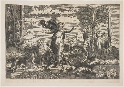 Gud skapar djuren, ca 1550 av Italian School