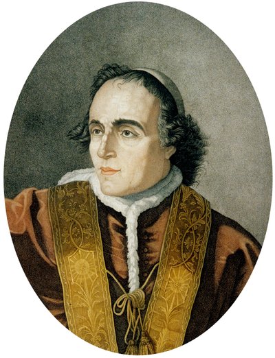 Gregorio Luigi Barnaba Chiaramonti, påve Pius VII (färgad gravyr) av Italian School