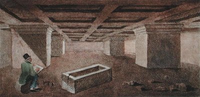 Grotta del Cardinale, illustration från "Etruskiska monument" av Francesco Inghirami (1772-1846), publicerad på Fiesole av Italian School