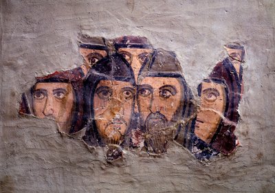Chefer för orientaliska munkar. Fresk från St Silvia oratorium, 900-1000-talet av Italian School