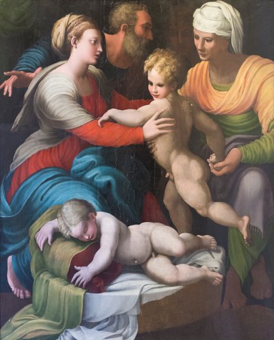 Helig familj med Saint Elizabeth och Saint Giovannino av Italian School