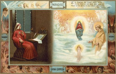 Illustration till Dantes Den gudomliga komedin (färglitografi) av Italian School