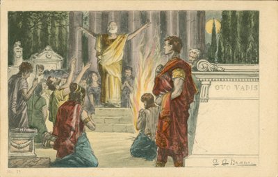 Illustration till romanen Quo Vadis av Henryk Sienkiewicz (färglitografi) av Italian School