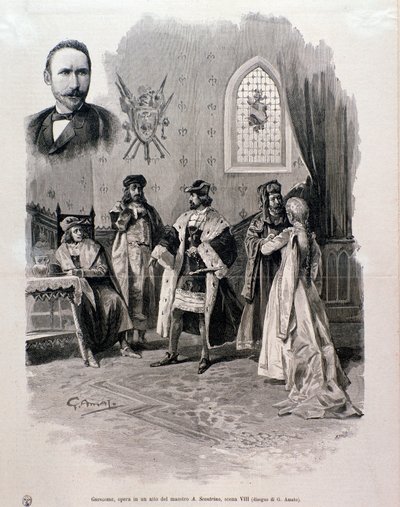 Illustration av Pierre Gringoire, verk av Antonio Scontrino av Italian School