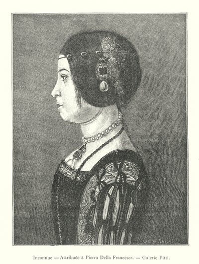 Inconnue, Attribuee a Pierro Della Francesca, Galerie Pitti (gravyr) av Italian School