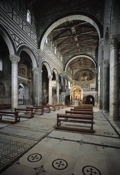Interiörvy av kyrkan av Italian School