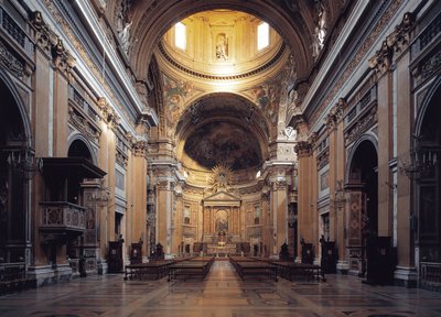 Interiörvy av kyrkan Gesu i Rom, cirka 1568 (interiörvy av Chiesa del Gesu i Rom, Italien) av Italian School