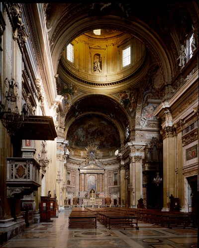 Invändig vy av jesuitkyrkan i Gesu av Italian School