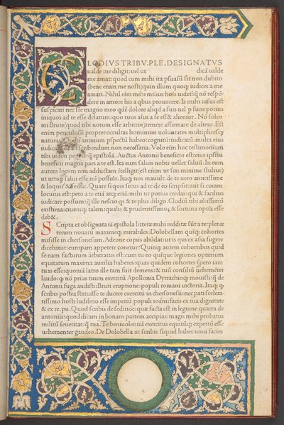 Italiensk renässansromersk typ, från Epistolae ad Brutum, av Marcus Tullius Cicero av Italian School