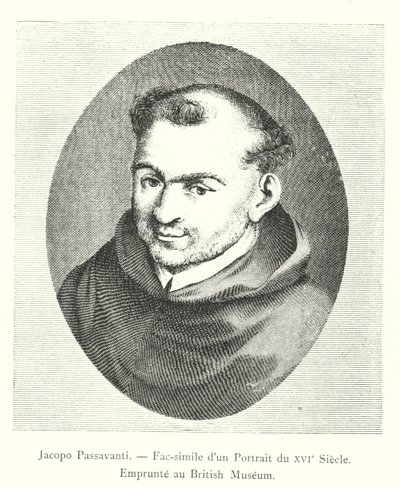 Jacopo Passavanti, faksimil av ett 1500-talsporträtt, lånad från British Museum (gravyr) av Italian School