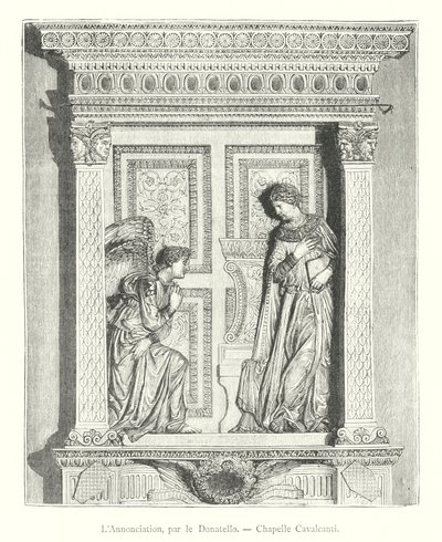 Bebådelsen, av Donatello, Cavalcanti Chapel (gravyr) av Italian School