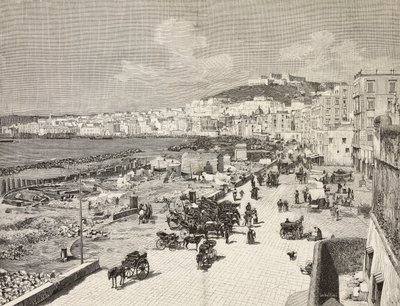 La Marinella, Neapel, Italien, gravyr av Sabattini från teckning av A Della Valle, från L