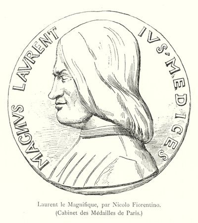 Laurent den magnifika, av Nicolo Fiorentino, Cabinet des Medailles de Paris (gravyr) av Italian School